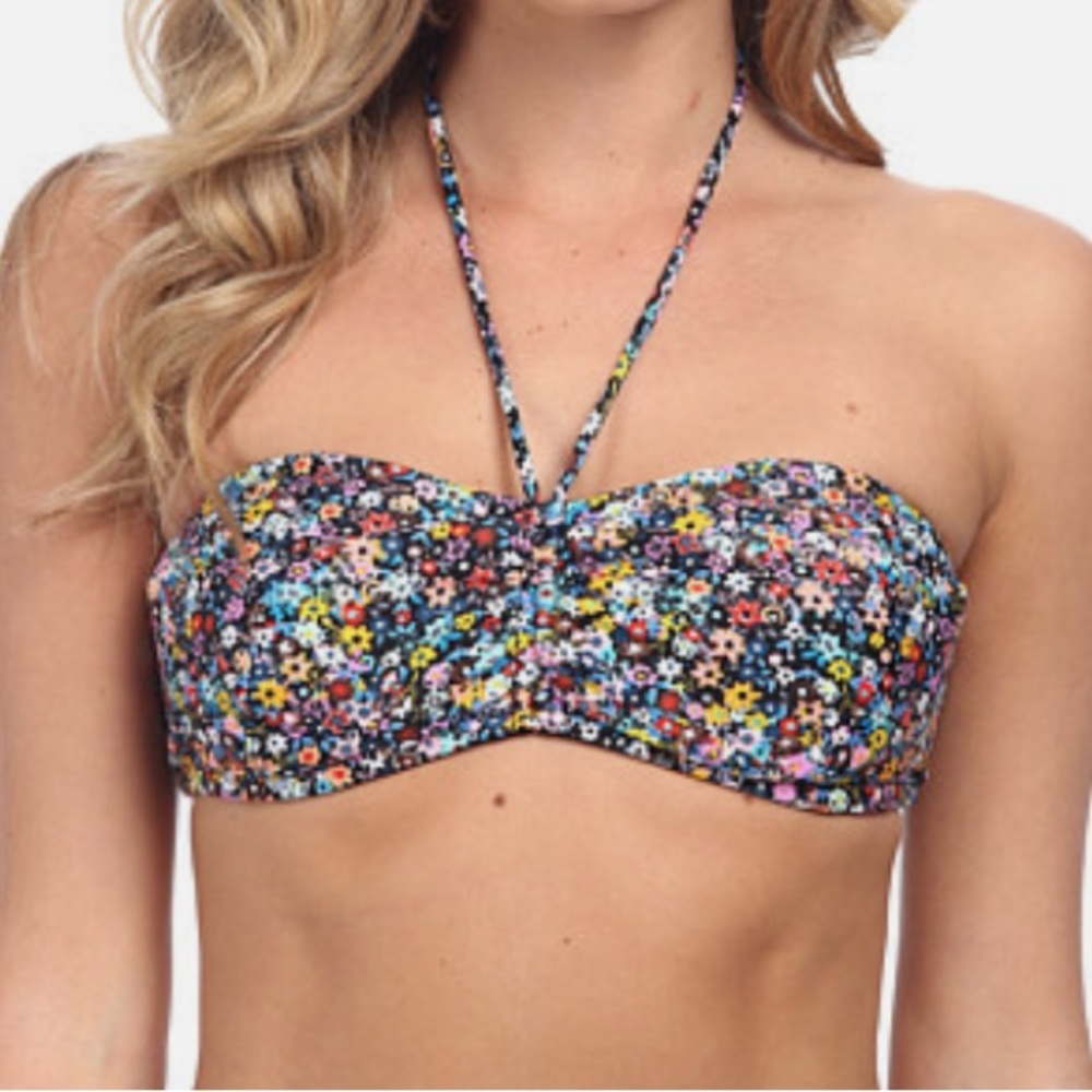 Shoshanna Black Floral Bikini Swimwear Top and Bottom